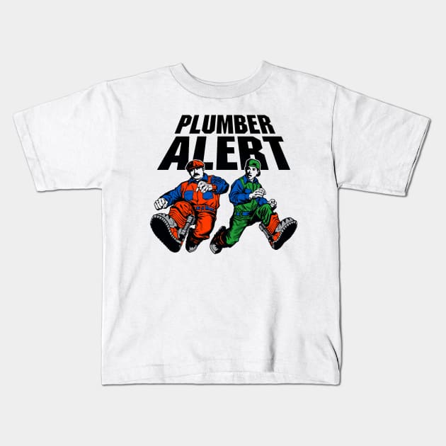 PLUMER ALERT SECOND-WARNING / White variant Kids T-Shirt by Campesino